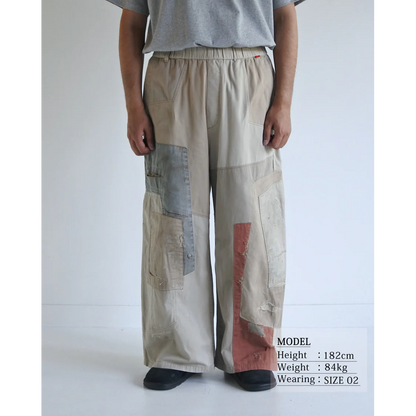 ANACHRONORM REMAKED MIX PANEL WIDE EASY PANTS BEIGE