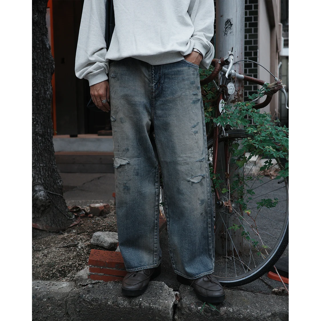 ANACHRONORM REMAKED WIDE 5P DENIM PANTS LIGHT INDIGO