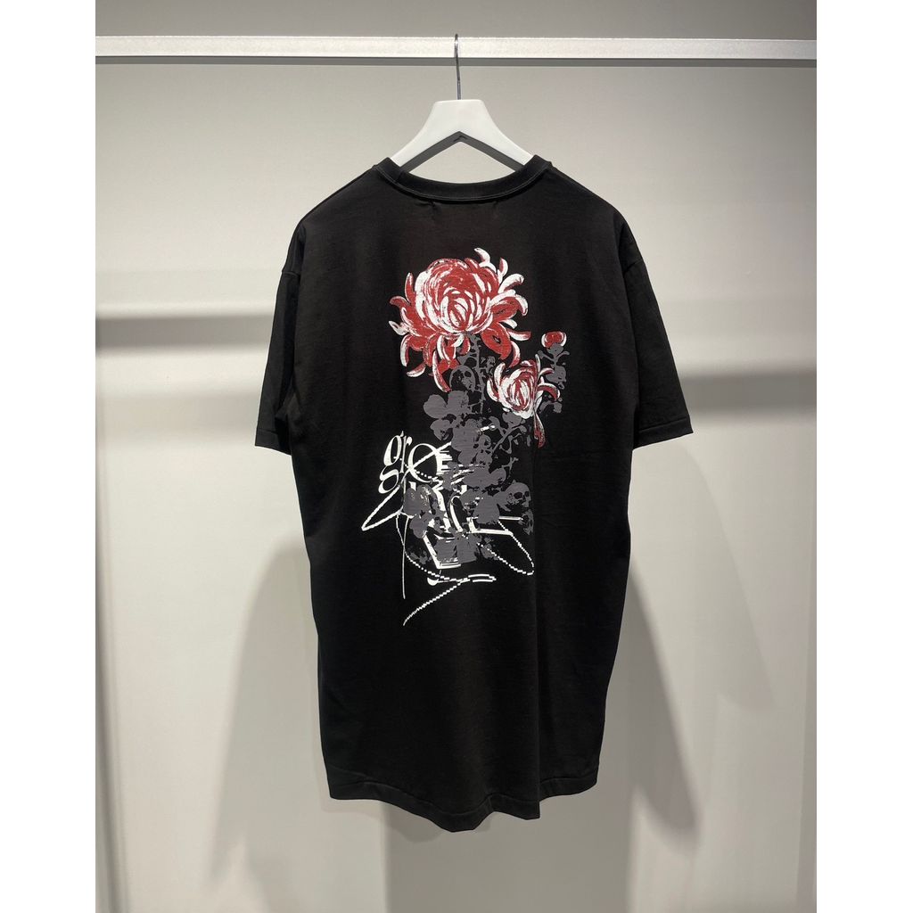 Ground Y  COTTON JERSEY SKULL FLOWER T-SHIRT