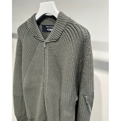 COMME des GARCONS HOMME BATONER W-NAME WOOL KNIT ZIP CARDIGAN（KAHKI）