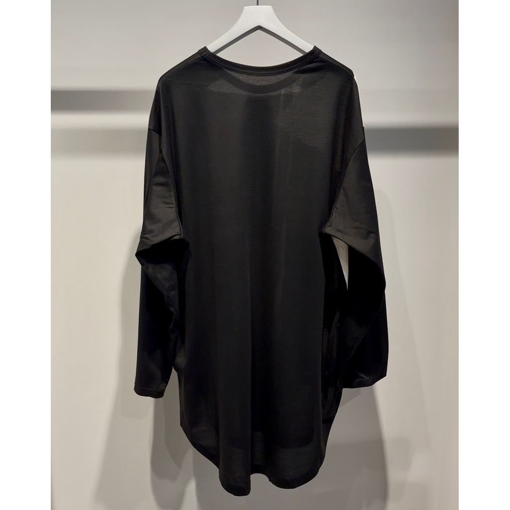 Ground Y COTTON JERSEY TORN PATTERN HEM ROUND JUMBO T-SHIRT LONG SLEEVES