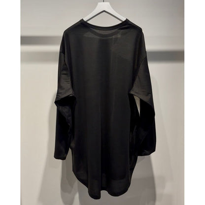 Ground Y COTTON JERSEY TORN PATTERN HEM ROUND JUMBO T-SHIRT LONG SLEEVES