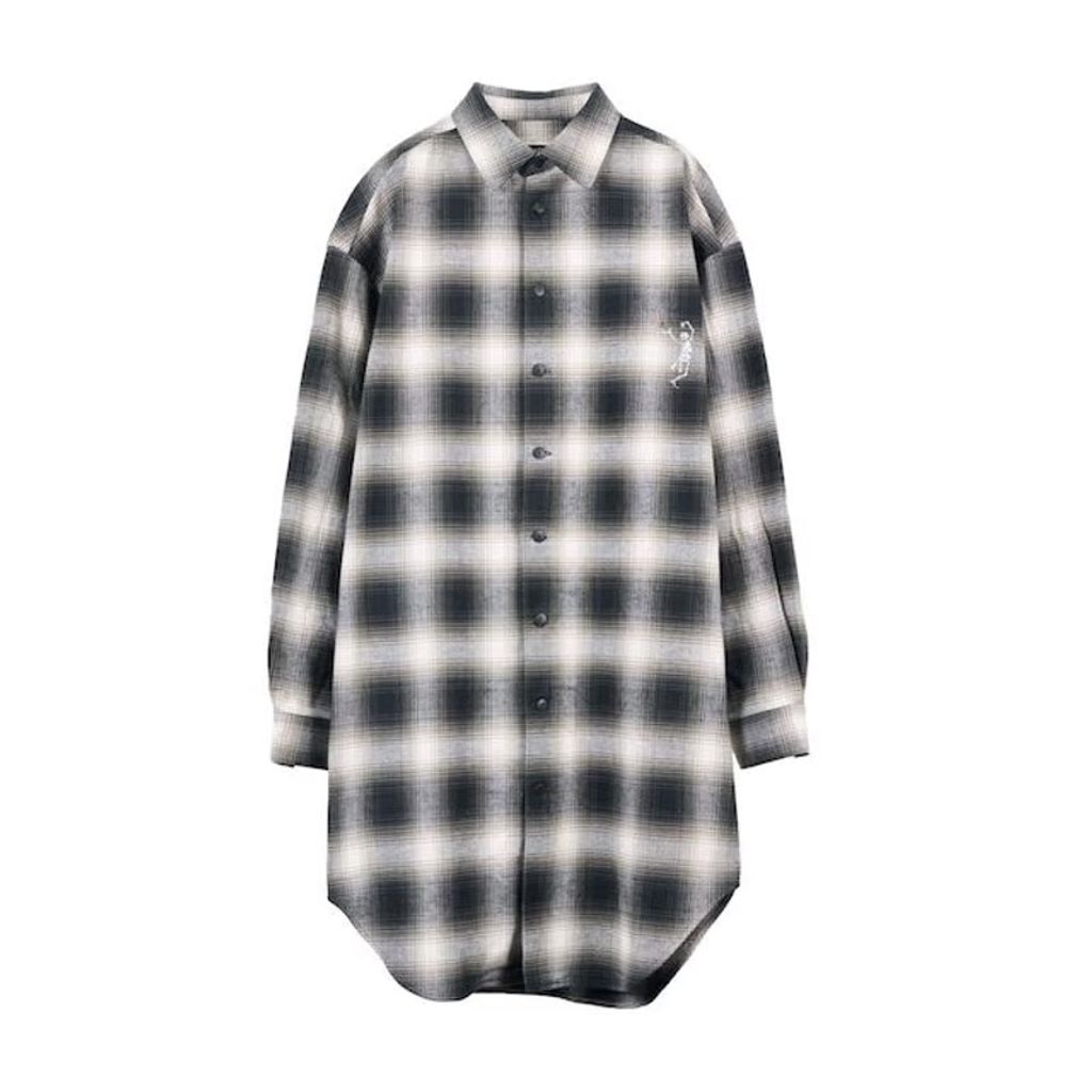 beauty:beast Ombre Check SUPER LONG SHIRT JKT (WHITE CKECK)