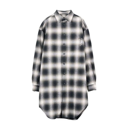 beauty:beast Ombre Check SUPER LONG SHIRT JKT (WHITE CKECK)