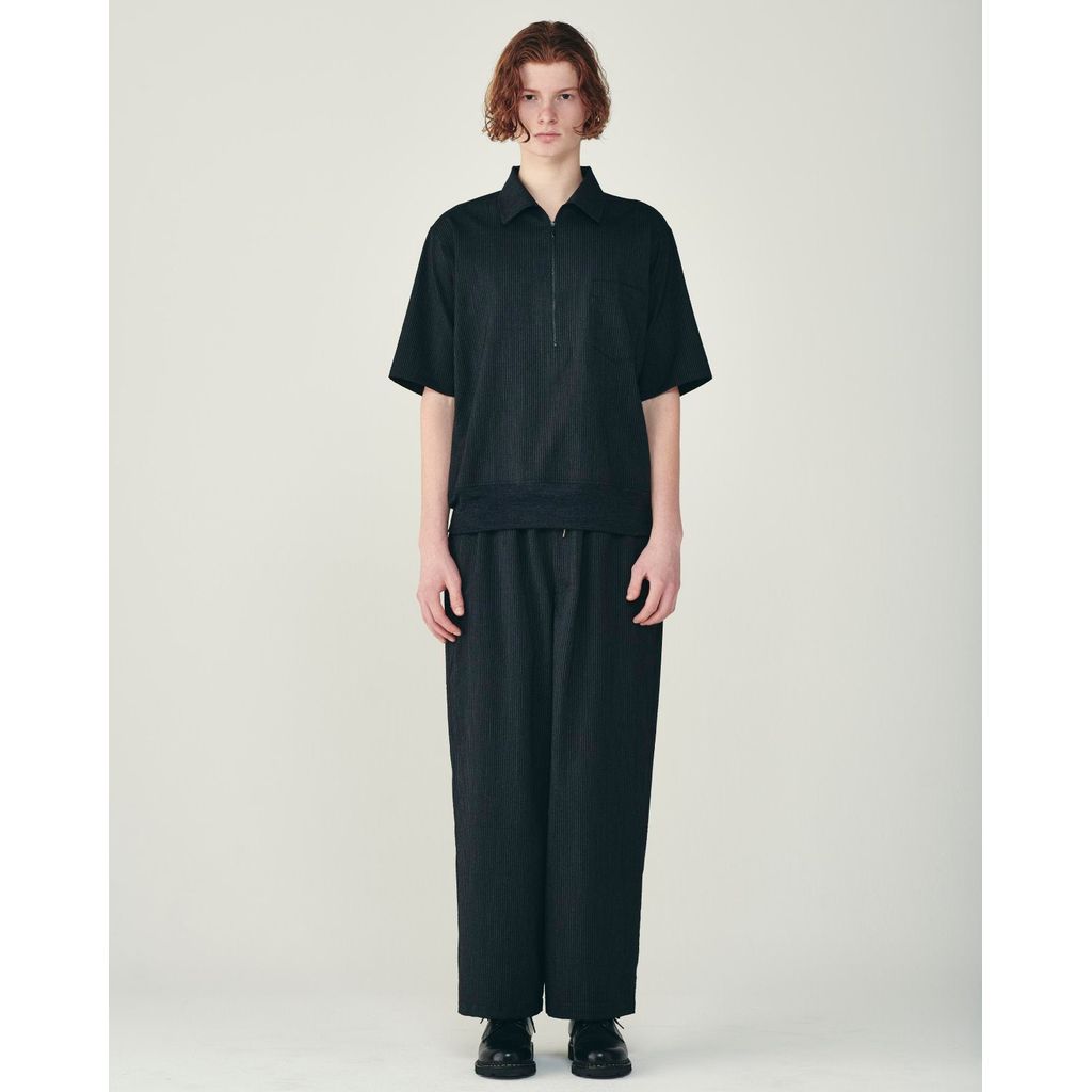 marka Wool seersucker / Wide Cylinder Fit Easy Pants
