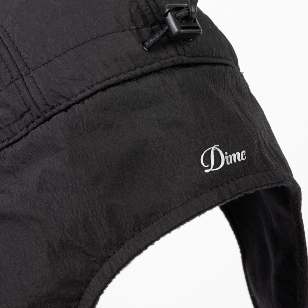 Dime Cursive Earflap Cap  Black