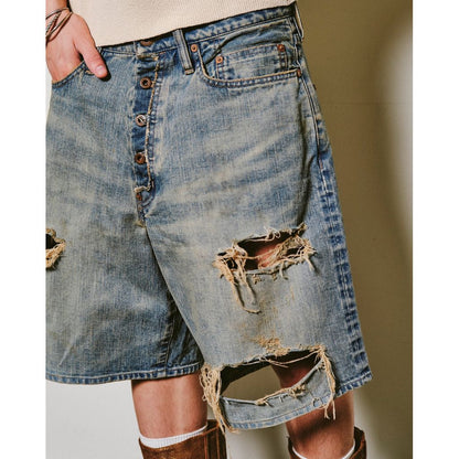 SUGARHILL  DAMAGED MODERN DENIM PANTS SHORTS