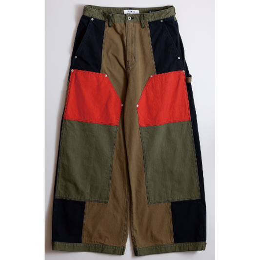 FDMTL FA26PN12C PATCHWORK DOUBLE KNEE PANTS RINSE