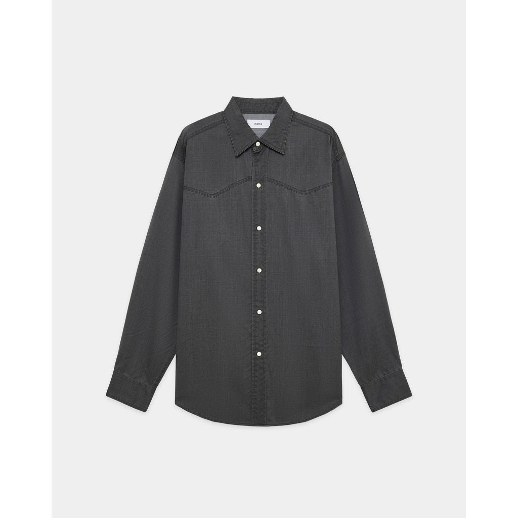 marka Washable 2/72 Wool Gabardine Pigment Print Western Shirt