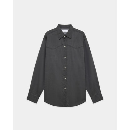marka Washable 2/72 Wool Gabardine Pigment Print Western Shirt