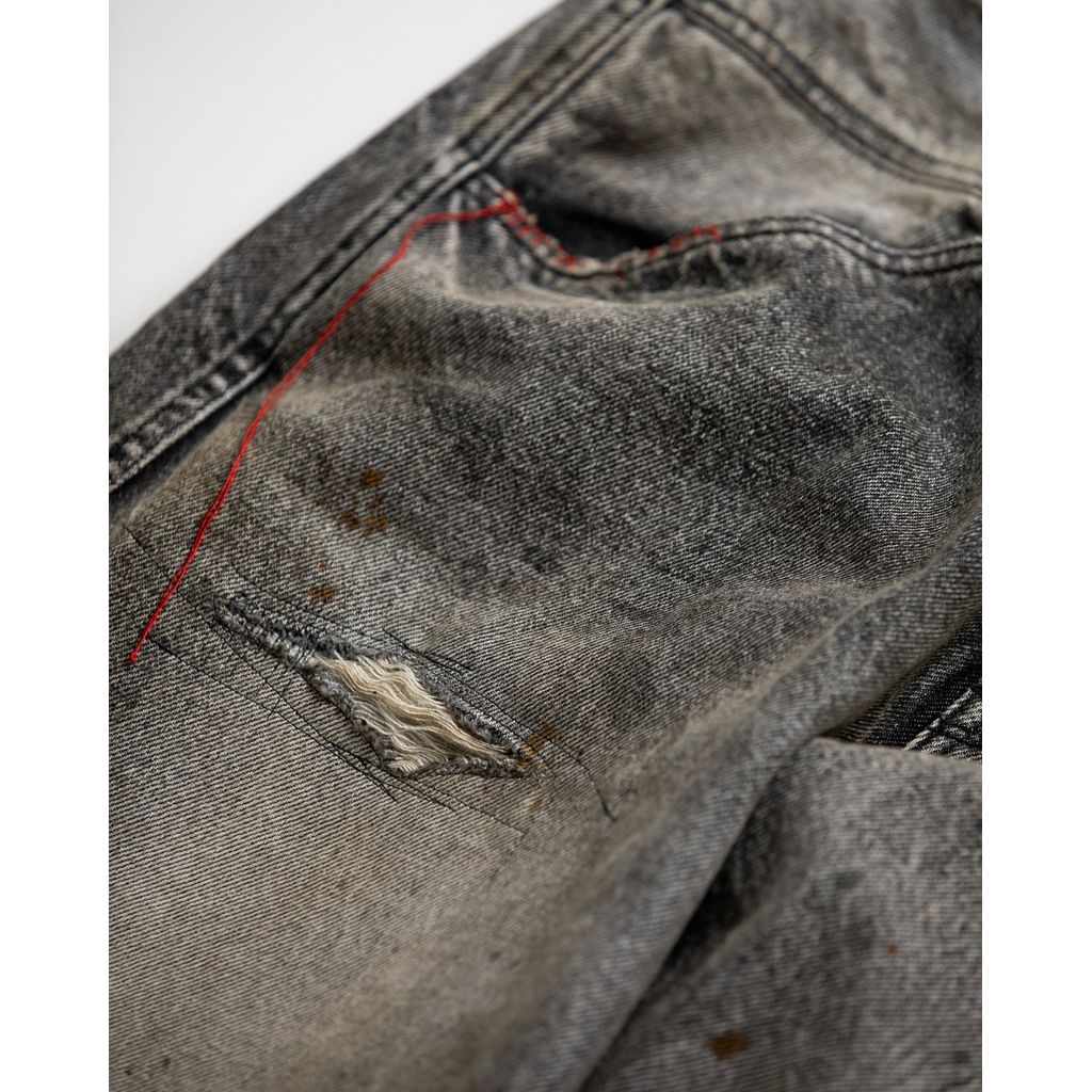 ANACHRONORM FRONT YORK REMAKED DENIM PANTS BLACK (REMAKE)