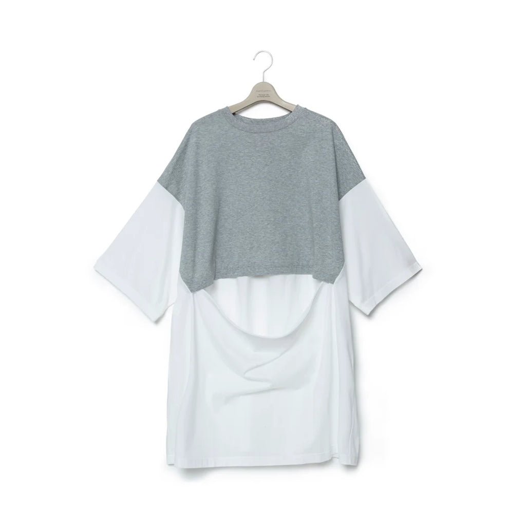 FUMITO GANRYU 2Way Mantle Tee - Gray X White