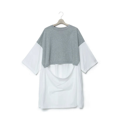 FUMITO GANRYU 2Way Mantle Tee - Gray X White