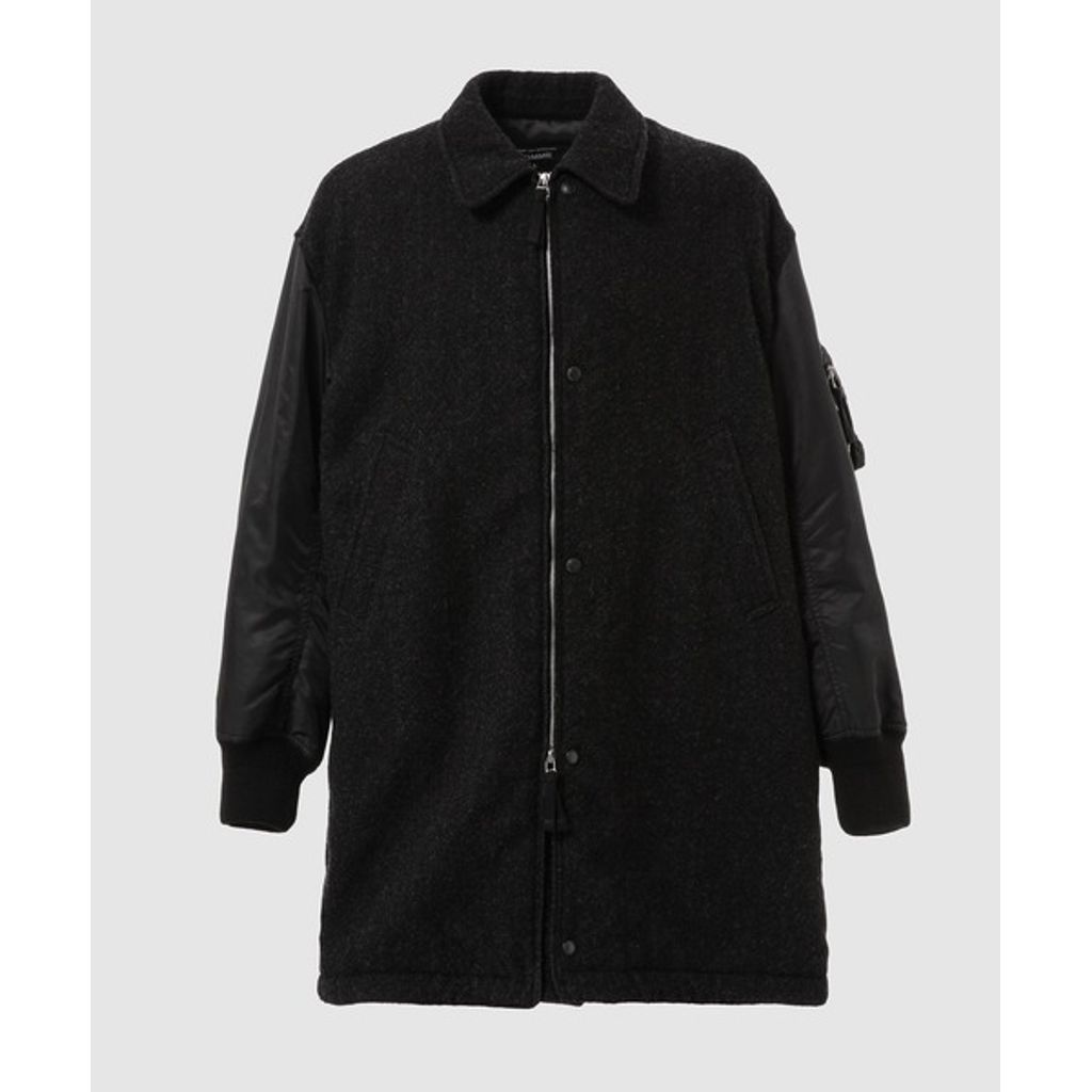 COMME des GARCONS HOMME WOOL 縮絨 × NYLON TWILL COAT（BLACK）