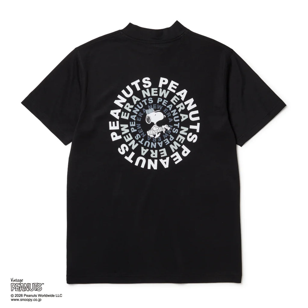 NEW ERA 半袖 ミッドネック Tシャツ Vintage PEANUTS ピーナッツ GOLF Circle ロゴ ブラック