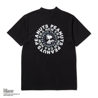 NEW ERA 半袖 ミッドネック Tシャツ Vintage PEANUTS ピーナッツ GOLF Circle ロゴ ブラック