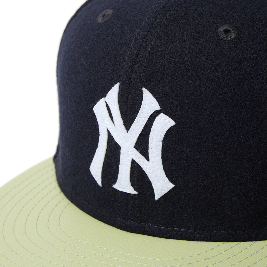 NEW ERA  59FIFTY Powered by GORO NAKATSUGAWA（MIN-NANO） ニューヨーク・ヤンキース メルトン ネイビー ライトグリーンバイザー