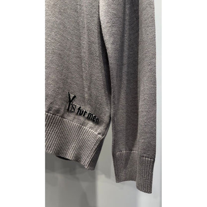 Y's for men INTERSIA LOGO ROUND NECK PULL OVER KNIT（GRAY）