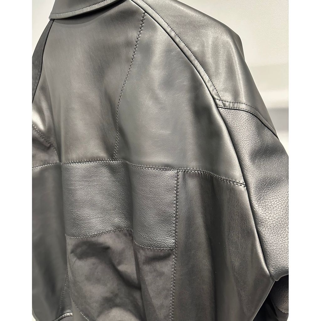 COMME des GARCONS HOMME SYNTHETIC LEATHER PATCHWORK BLOUSON（Black）