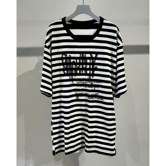 Ground Y DIFFERENT LINES BORDER JERSEY GYLOGO TYPE-C GRAPHIC PRINT T-SHIRT