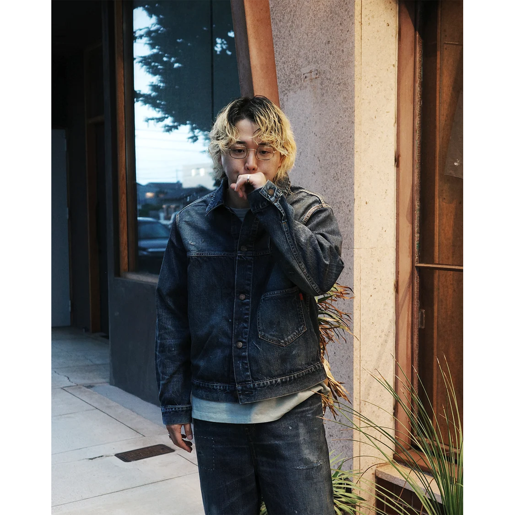 ANACHRONORM DAMAGED DENIM JACKET DARK INDIGO