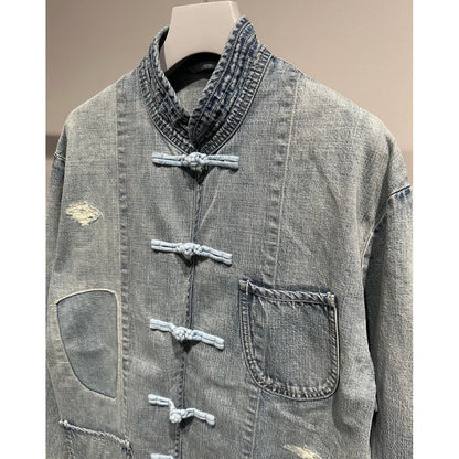 PORTER CLASSIC  CANNERY ROW DENIM CHINESE JACKET