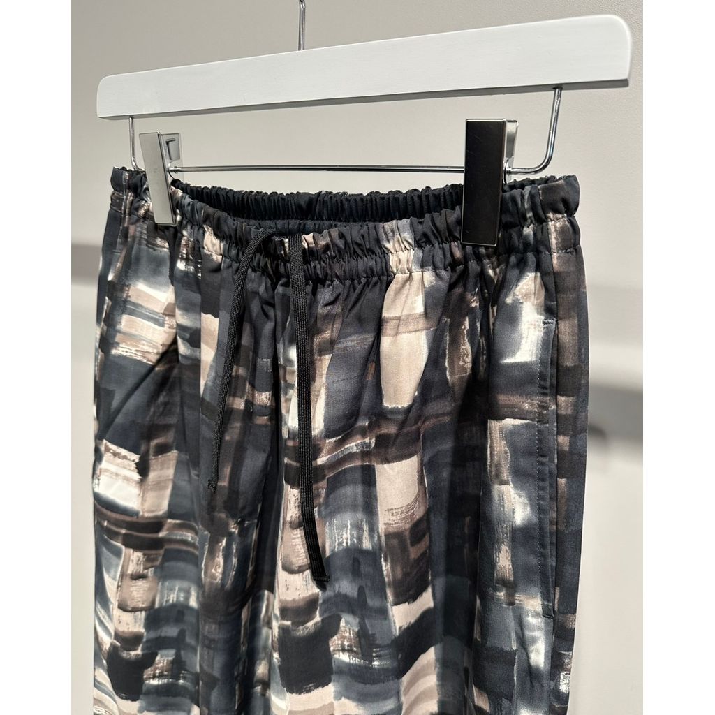 【MADE IN JAPAN】LINEAGE ABSTRACT CHECK EASY PANTS（BLACK）