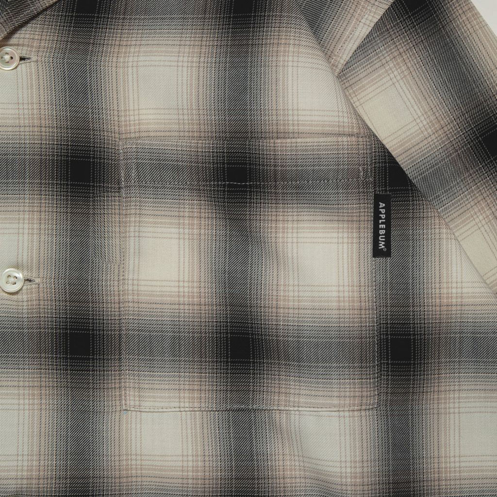 APPLEBUM OMBRE CHECK L/S ALOHA SHIRT [WHITE/BLACK] / 2420204