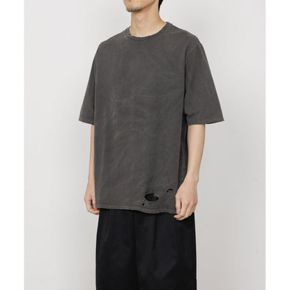 marka  40/2 ORGANIC COTTON KNIT CREW NECK DAMAGED TEE