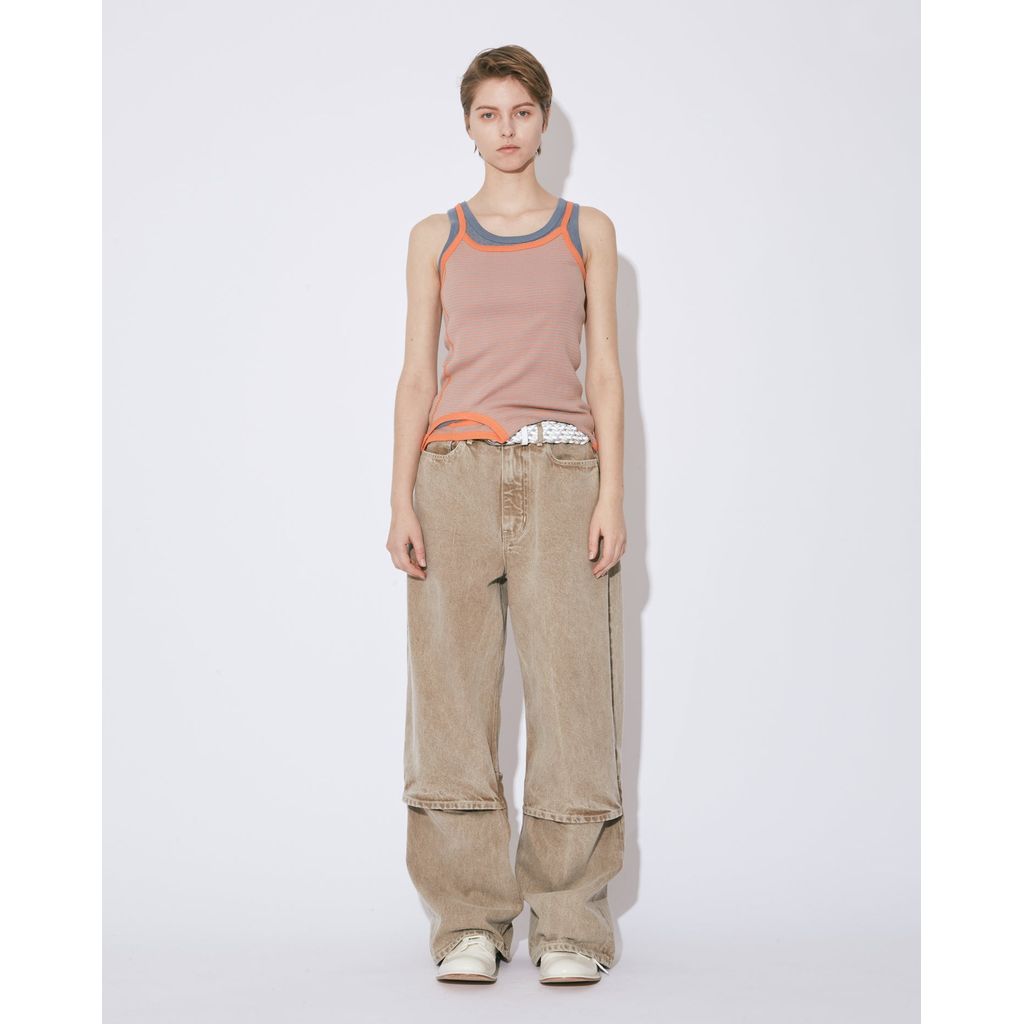 beautiful people organic FOX brown flip hem pants