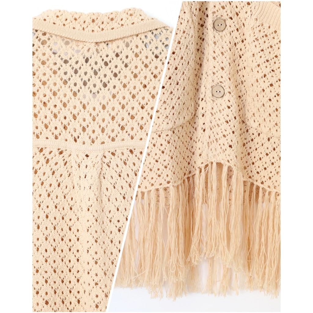 AMBERGLEAM Fringe Cotton Knit Shirt