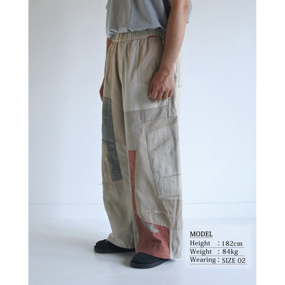 ANACHRONORM REMAKED MIX PANEL WIDE EASY PANTS BEIGE
