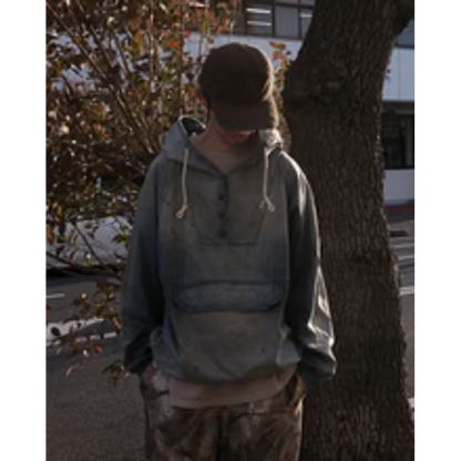 ANACHRONORM  AGING UTILITY DENIM ANORAK PULLOVER INDIGO