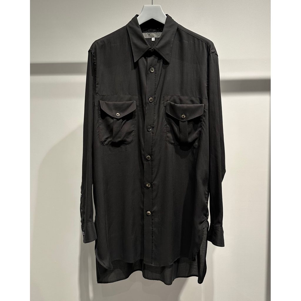 Y's for men CELLULOSE LAWN DOUBLE-POCKET SHIRT