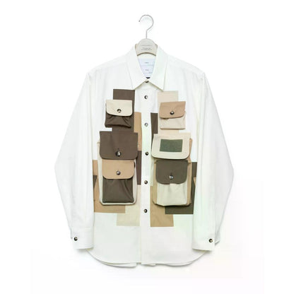 FUMITO GANRYU 3D Camouflage 8-Pocket Patchwork Shirt - Ecru x Beige