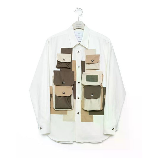 FUMITO GANRYU 3D Camouflage 8-Pocket Patchwork Shirt - Ecru x Beige