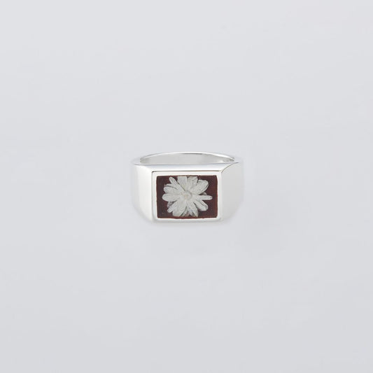 XOLO JEWELRY  Signet Ring w/ Bordeaux Flower