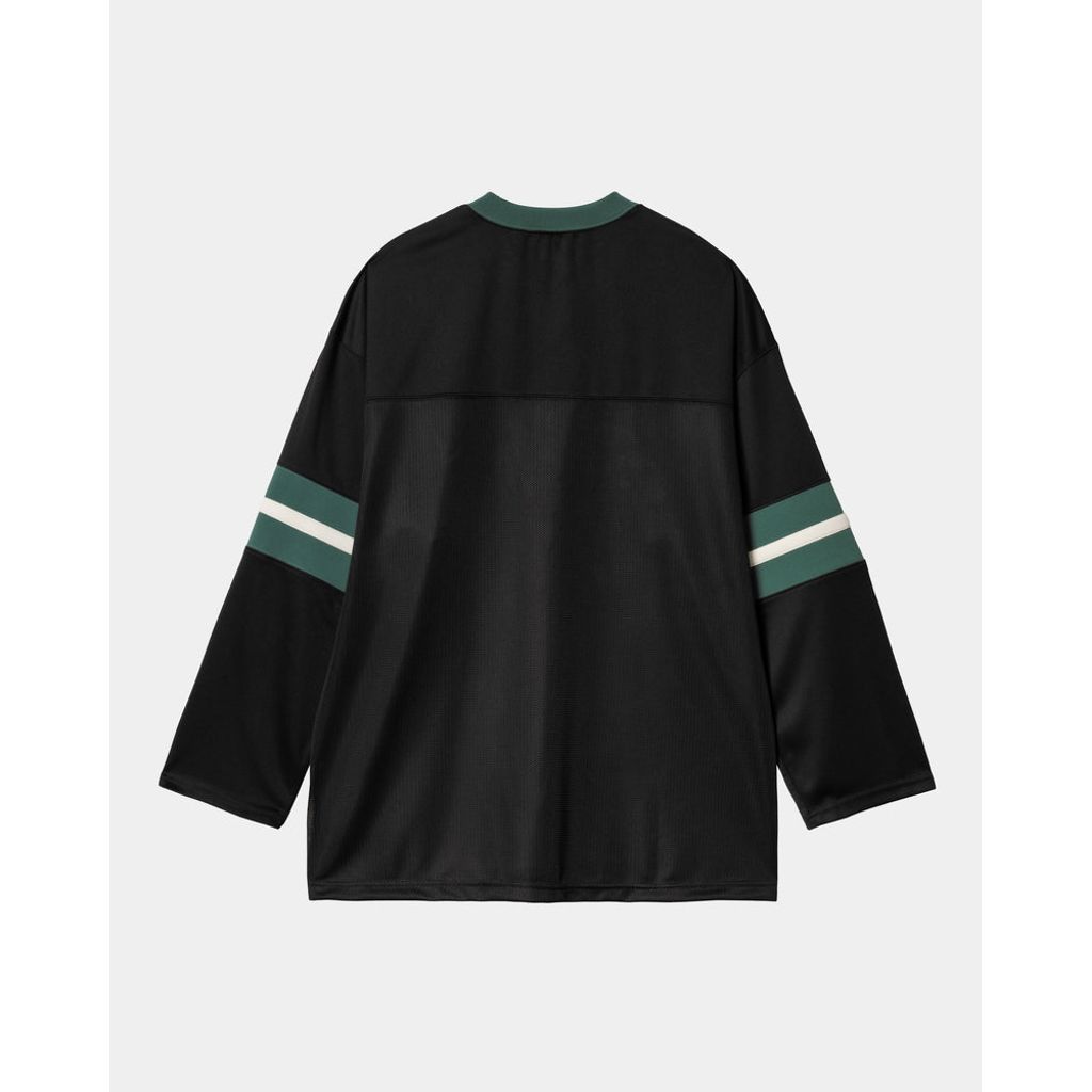 CARHARTT WIP L/S DETROIT MESH T-SHIRT - Black / Conifer / Wax