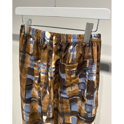 【MADE IN JAPAN】LINEAGE ABSTRACT CHECK EASY PANTS（BROWN）