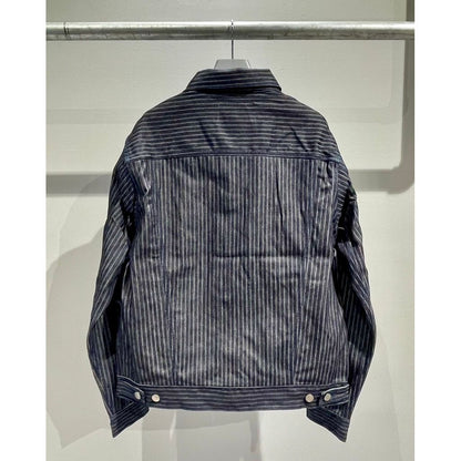 ANDFAMILYS DENIM TRACKER JACKET INDIGO STRIPE
