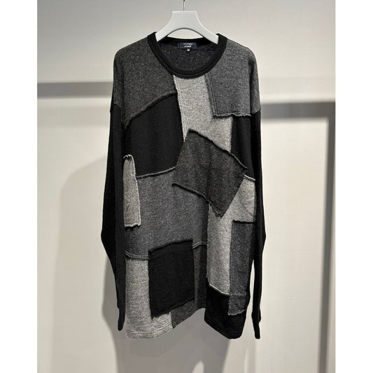 COMME des GARCONS HOMME WOOL PATCH WORK TEE（BLACK）
