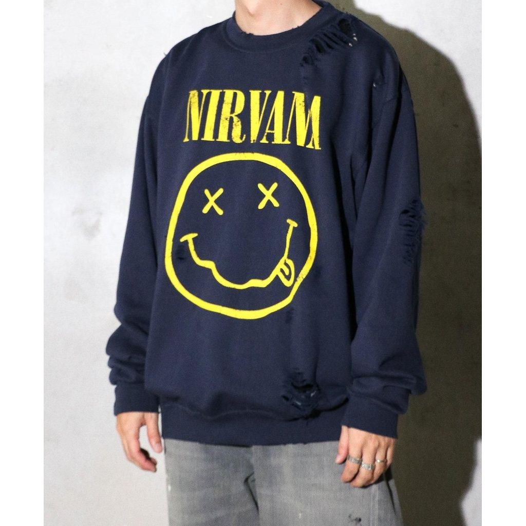 THRIFTY LOOK WORN-OUT BAND CREW SWEAT NIRVANA