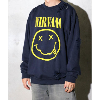 THRIFTY LOOK WORN-OUT BAND CREW SWEAT NIRVANA