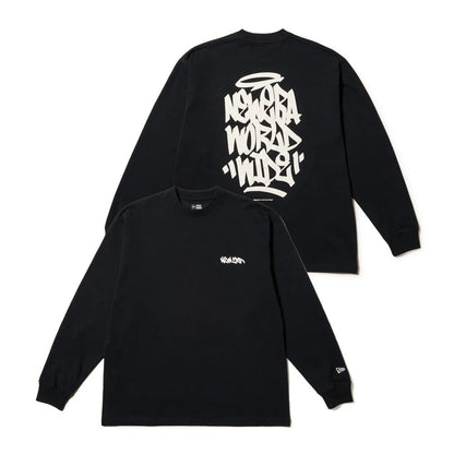 NEW ERA 長袖 オーバーサイズド コットン Tシャツ Tagging ブラック
