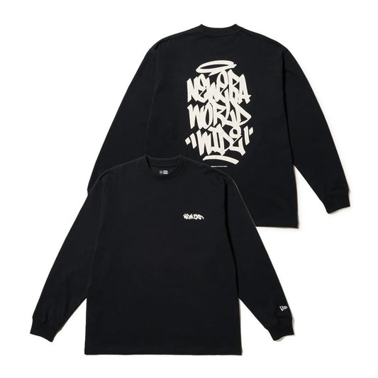 NEW ERA 長袖 オーバーサイズド コットン Tシャツ Tagging ブラック