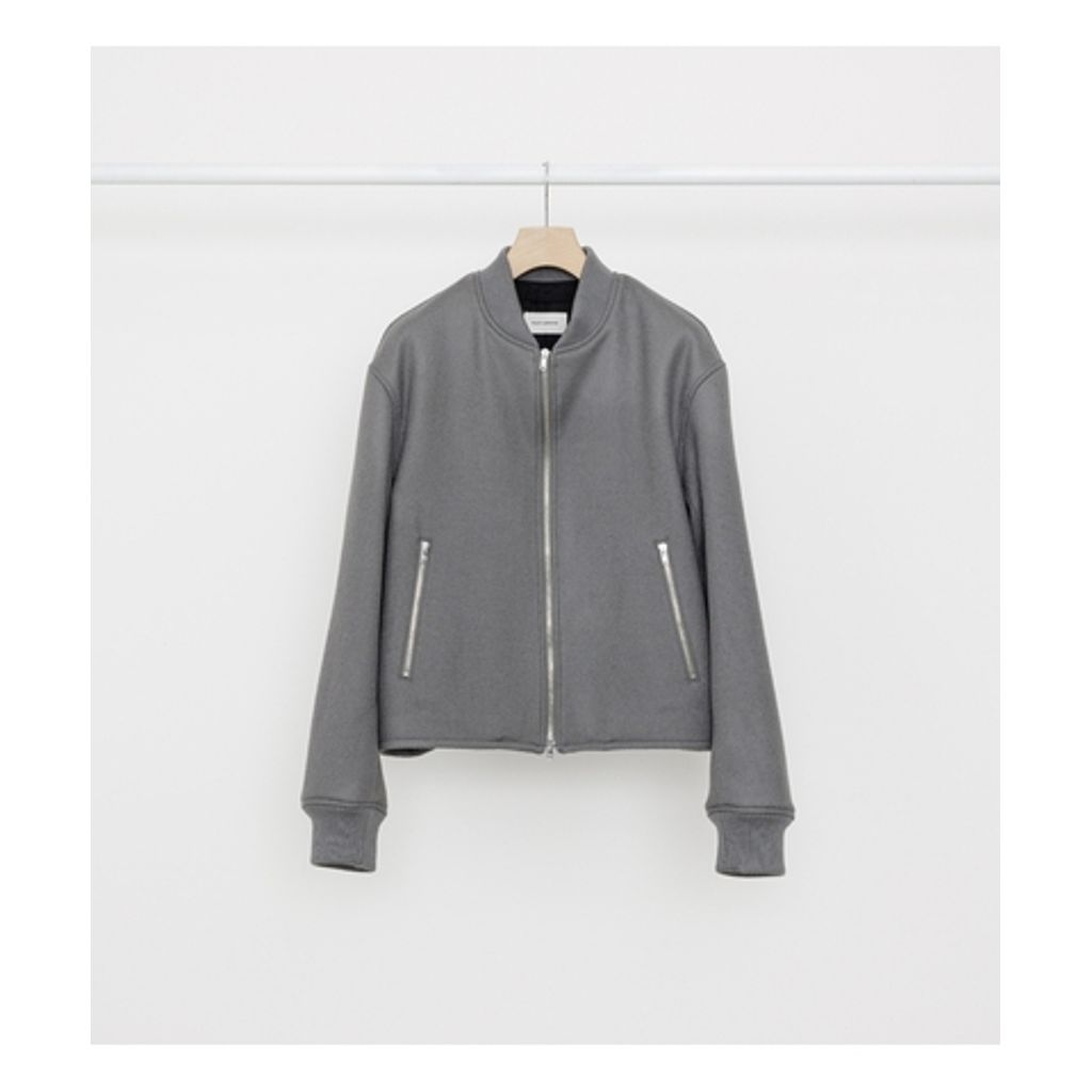 MARKAWARE ORGANIC WOOL DOUBLE CLOTH SHORT BOMBER JACKET