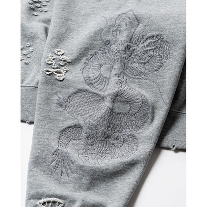 TIGHTBOOTH DAMAGE CREW SWEAT - TIGHTBOOTH x DELUXE