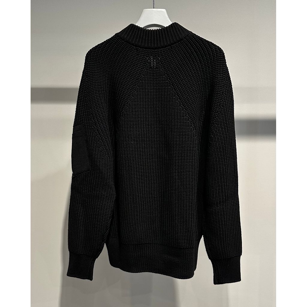 COMME des GARCONS HOMME BATONER W-NAME WOOL KNIT ZIP CARDIGAN（BLACK）