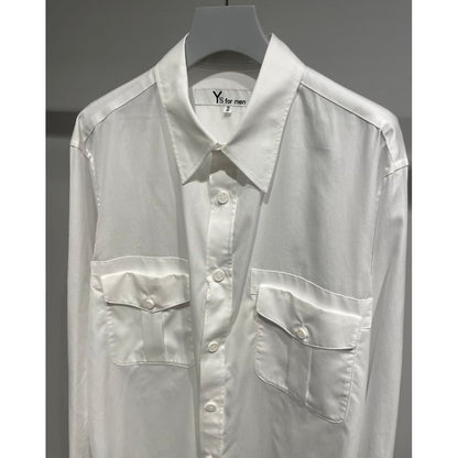 Y's for men 100/2 BROAD SHIRT WITH DOUBLE CHEST PATCH POCKETS