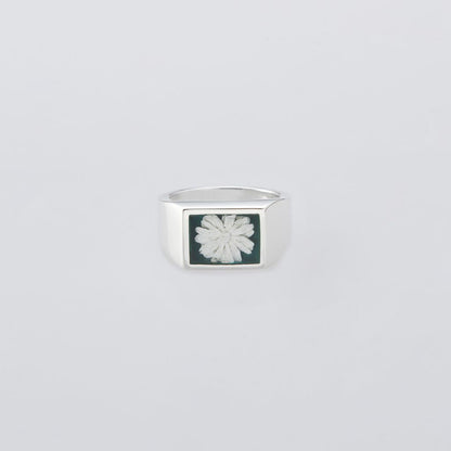 XOLO JEWELRY  Signet Ring w/Forest Green Flower